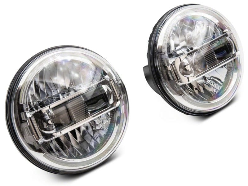 Raxiom 97-18 Jeep Wrangler TJ & JK Axial 7-In LED Headlights w/ DRL- Chrome Housing (Clear Lens) thumbnail 2