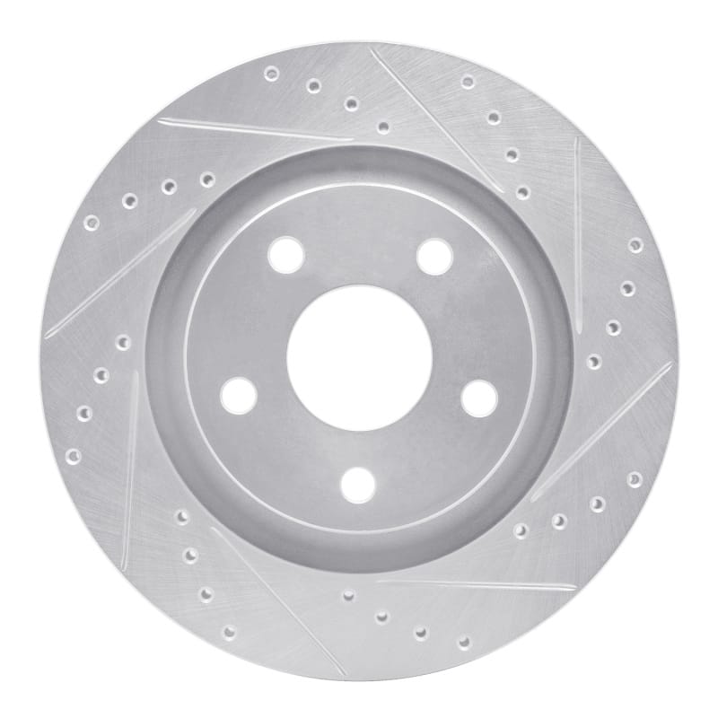 R1 12-18 Jeep Wrangler Front Right Drilled & Slotted Silver Brake Rotor