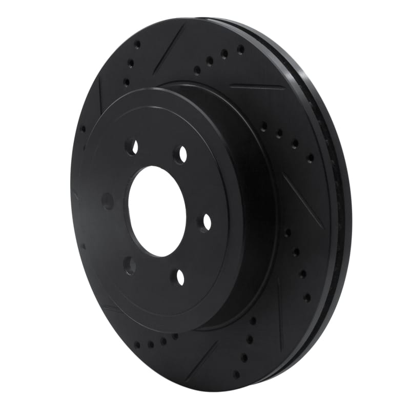 R1 03-04 Dodge Dakota 4WD Front Left Drilled & Slotted Black Brake Rotor thumbnail 2