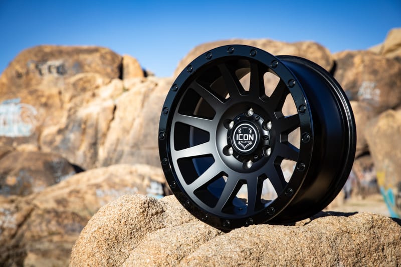 ICON Compression 18x9 6x5.5 0mm Offset 5in BS 106.1mm Bore Double Black Wheel thumbnail 2