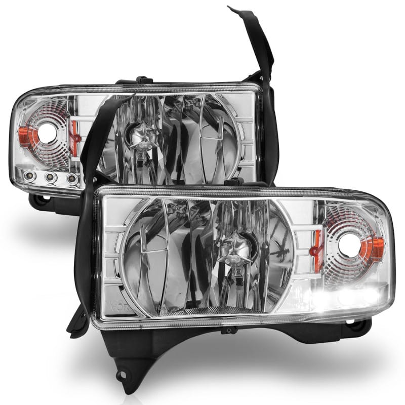 ANZO 1994-2001 Dodge Ram Crystal Headlights Chrome w/ LED thumbnail 2