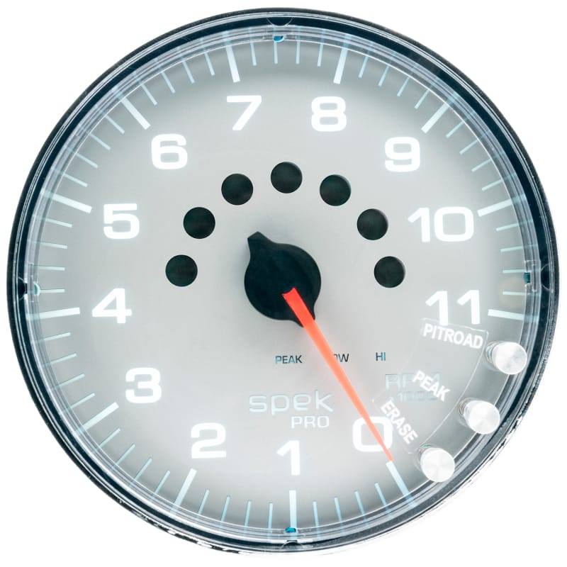 Autometer Spek-Pro Gauge Tachometer 5in 11K Rpm W/Shift Light & Peak Mem Silver/Chrome - P239218 thumbnail 3