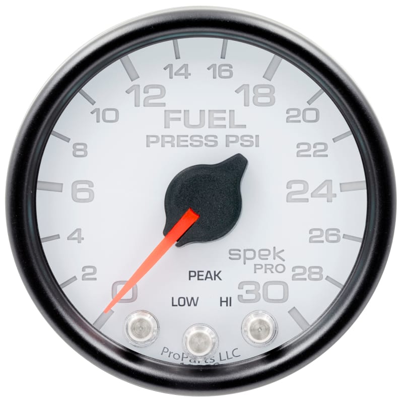 Autometer Spek-Pro Gauge Fuel Press 2 1/16in 30psi Stepper Motor W/Peak & Warn Wht/Blk - P31612 thumbnail 2