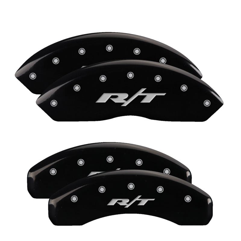MGP 4 Caliper Covers Engraved Front & Rear RT Black finish silver ch - 12200SRT1BK