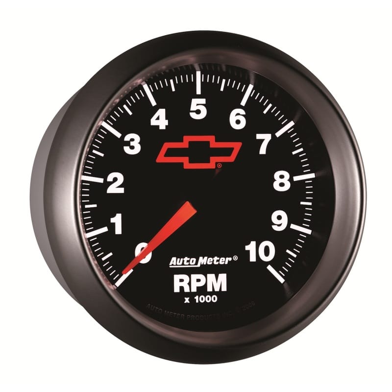 AutoMeter Gauge Tachometer 3-3/8in. 10K RPM In-Dash Chevy Red Bowtie Black thumbnail 7