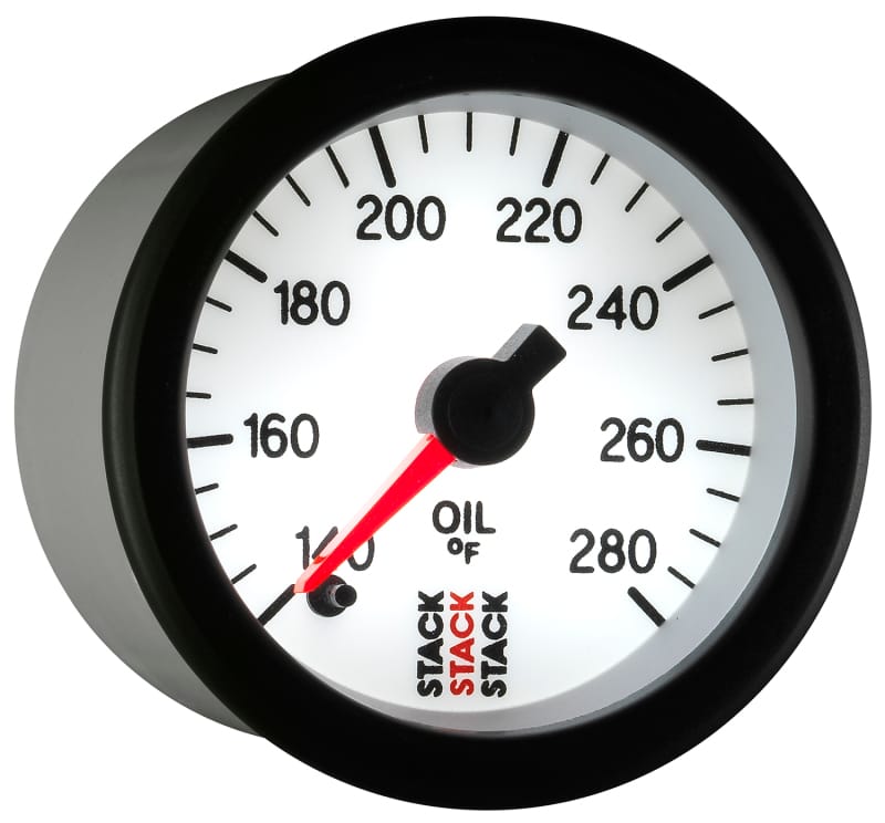 Autometer Stack 52mm 140-280 Deg F 1/8in NPTF Male Pro Stepper Motor Oil Temp Gauge - White thumbnail 6