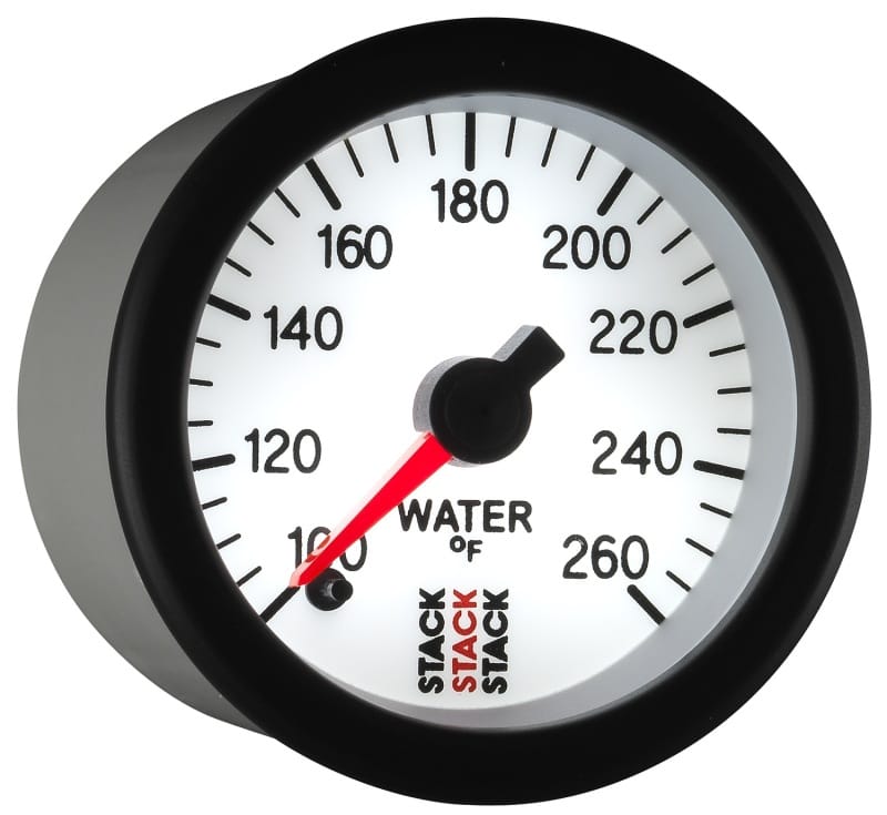 Autometer Stack 52mm 100-260 Deg F 1/8in NPTF Male Pro Stepper Motor Water Temp Gauge - White thumbnail 6