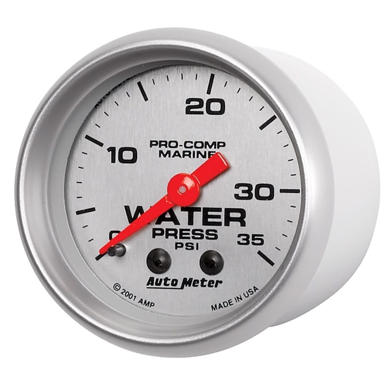 Autometer Marine Silver 2-1/16in 35 PSI Mechanical Water Pressure Gauge thumbnail 2