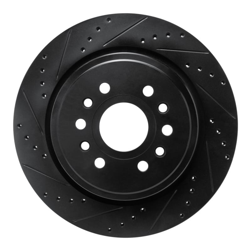 R1 21-25 Jeep Wagoneer L Rear Left Drilled & Slotted Black Brake Rotor