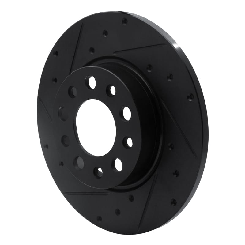 R1 15-25 Alfa Romeo Tonale Rear Left Drilled & Slotted Black Brake Rotor thumbnail 2