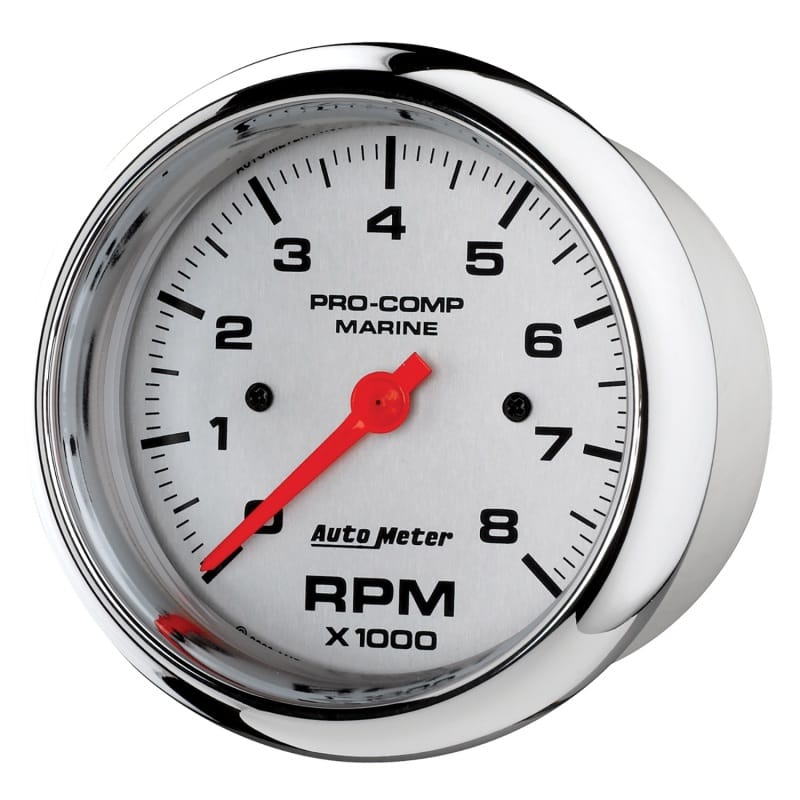 Autometer Marine Chrome Ultra-Lite 3-3/8in 8k RPM Tachometer Gauge thumbnail 2