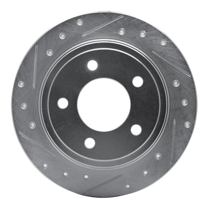 R1 93-04 Chrysler 300M Rear Left Drilled & Slotted Silver Brake Rotor