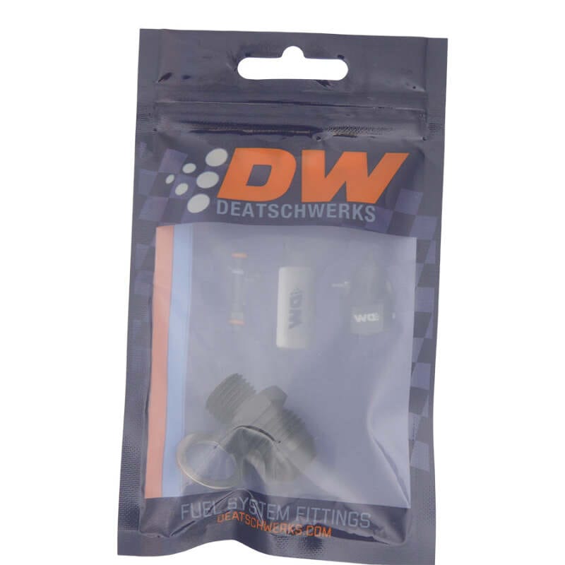 DeatschWerks 8AN Male Flare to M14 X 1.5 Male Metric Adapter (Incl Washer) - Anodized Matte Black thumbnail 2