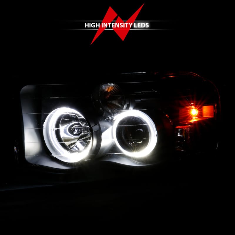ANZO 2002-2005 Dodge Ram 1500 Projector Headlights w/ Halo Black Clear Amber thumbnail 2