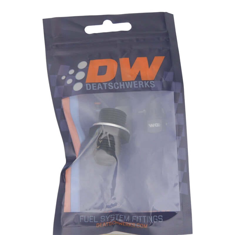 DeatschWerks 8AN Male Flare to M18 X 1.5 Male Metric Adapter (Incl Washer) - Anodized Matte Black thumbnail 2