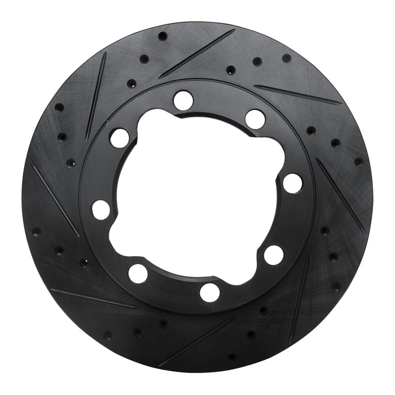 R1 88-00 Chevrolet K2500 Front Left Drilled & Slotted Black Brake Rotor
