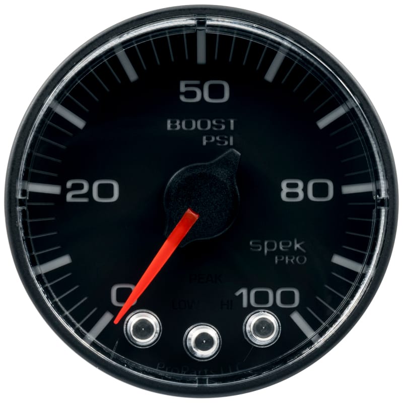 Autometer Spek-Pro Gauge Boost 2 1/16in 100psi Stepper Motor W/Peak & Warn Blk/Blk - P305328 thumbnail 2