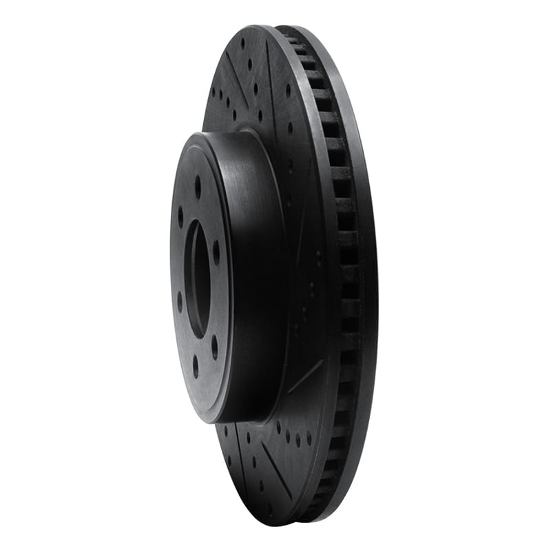 R1 03-03 Dodge Durango Front Right Drilled & Slotted Black Brake Rotor thumbnail 2