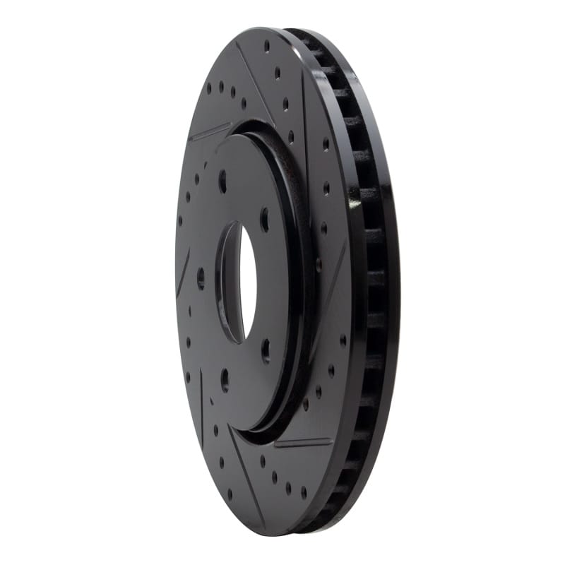 R1 08-16 Chrysler Town & Country Front Right Drilled & Slotted Black Brake Rotor