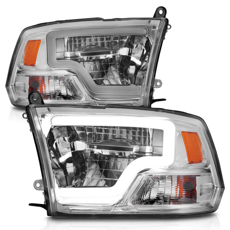 ANZO 2009-2020 Dodge Ram 1500 Full LED Square Projector Headlights w/ Chrome Housing Chrome Amber thumbnail 2