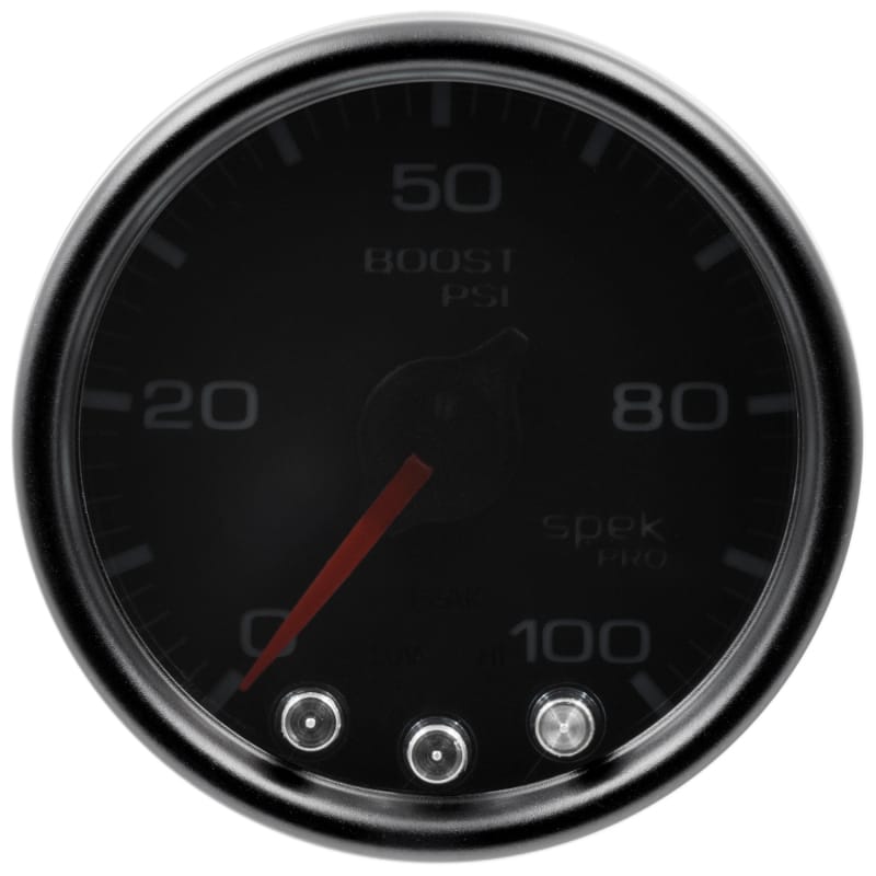Autometer Spek-Pro Gauge Boost 2 1/16in 100psi Stepper Motor W/Peak & Warn Blk/Smoke/Blk thumbnail 2