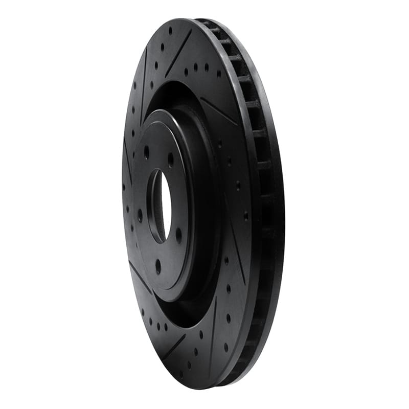 R1 08-14 Chrysler 200 Front Left Drilled & Slotted Black Brake Rotor thumbnail 2