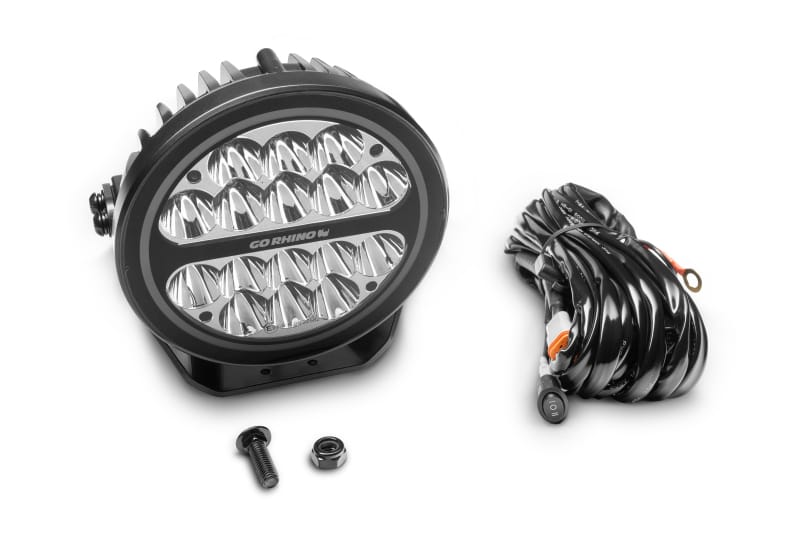 Go Rhino Xplor Blackout Series Round LED Spot Light Beam w/DRL (Surface/Thread Stud Mnt) 7in. - Blk thumbnail 4