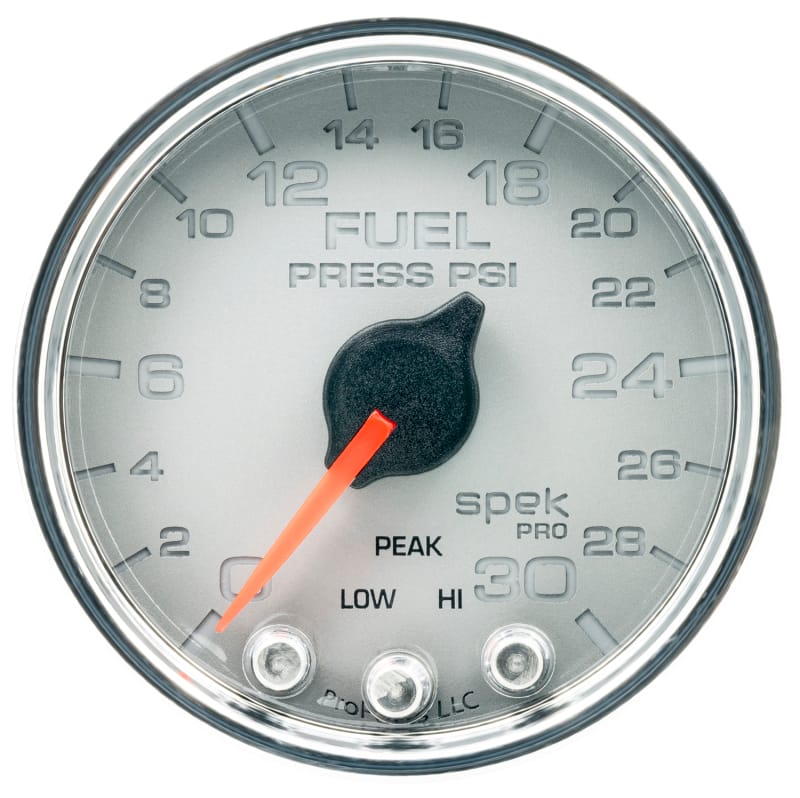 Autometer Spek-Pro Gauge Fuel Press 2 1/16in 30psi Stepper Motor W/Peak & Warn Slvr/Chrm thumbnail 2