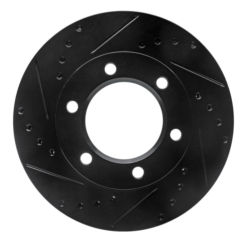 R1 71-91 Chevrolet K10 Front Left Drilled & Slotted Black Brake Rotor