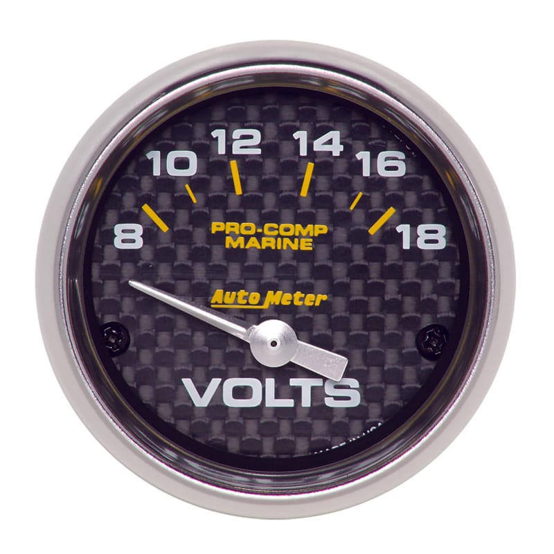 Autometer Marine Carbon Fiber 2-1/16in 18V Electric Voltmeter Gauge thumbnail 2
