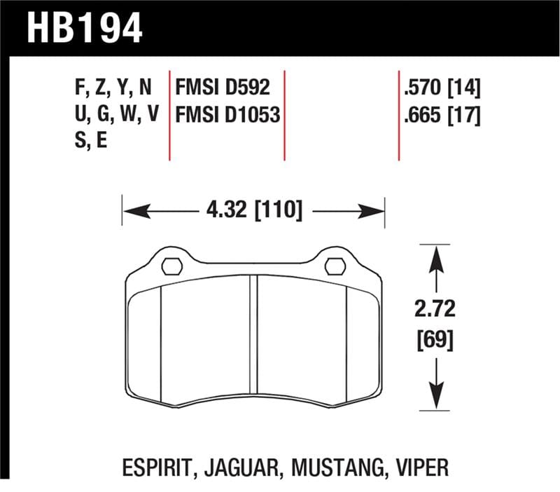 Hawk 2010 Camaro SS HPS Street Rear Brake Pads