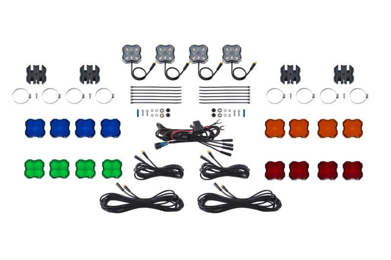 Diode Dynamics Stage Series SXS Rock Light Installer Kit - White Diffused M8 (4-pack)