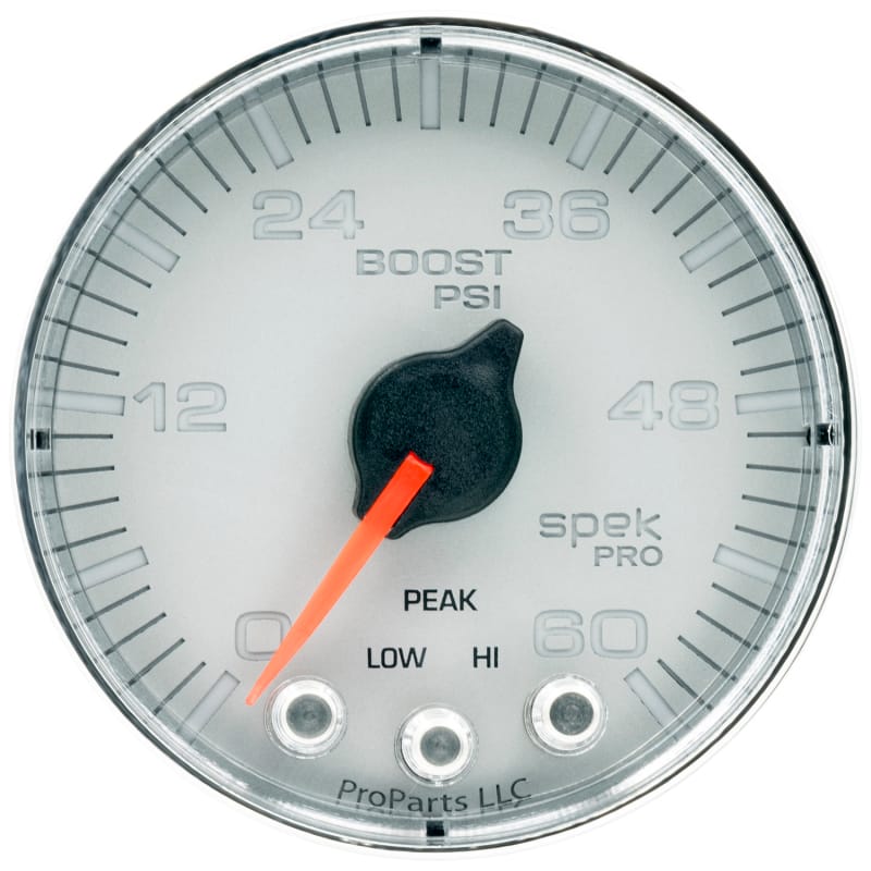 Autometer Spek-Pro Gauge Boost 2 1/16in 60psi Stepper Motor W/Peak & Warn Slvr/Chrm - P304218 thumbnail 2