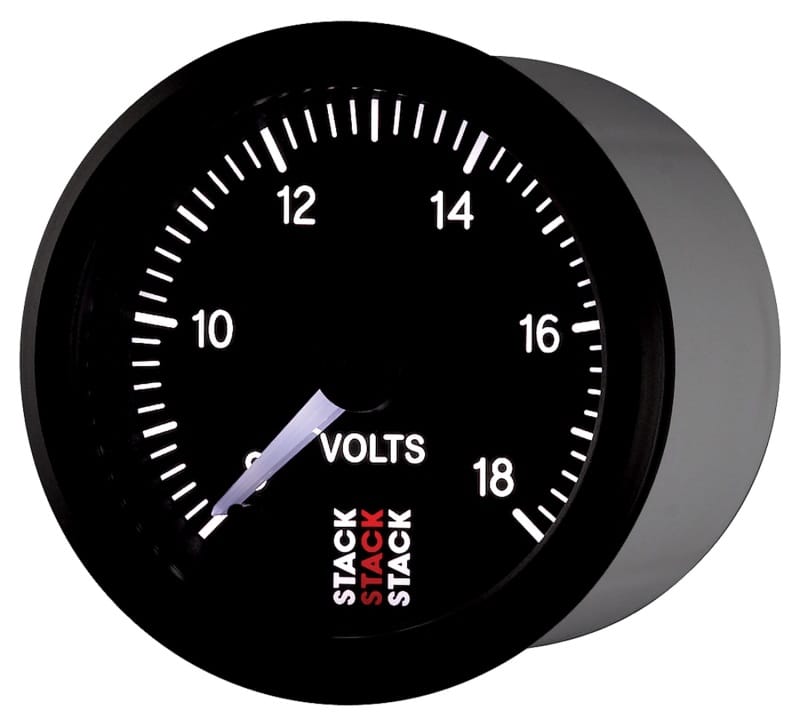 Autometer Stack 52mm 8-18V Pro Stepper Motor Battery Voltage Gauge - Black thumbnail 3