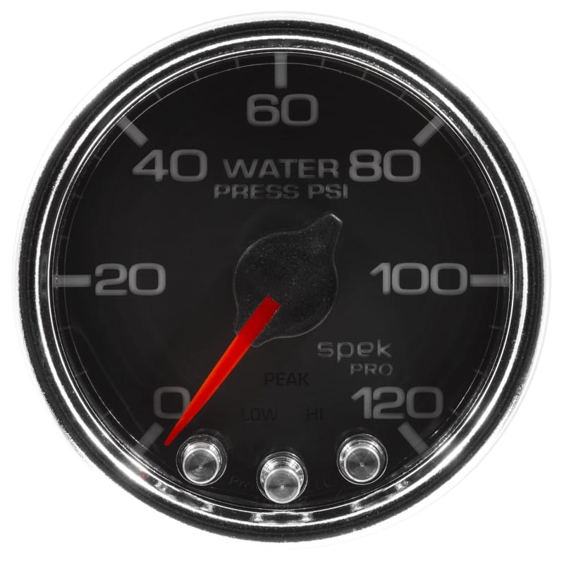 Autometer Spek-Pro Gauge Water Press 2 1/16in 120psi Stepper Motor W/Peak & Warn Blk/Chrm - P34531