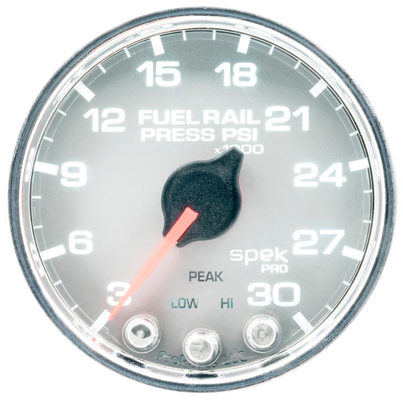 Autometer Spek-Pro Gauge Rail Press 2 1/16in 30Kpsi Stepper Motor W/Peak & Warn Slvr/Chrm thumbnail 2