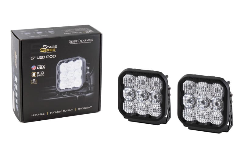 Diode Dynamics SS5 LED Pod Sport - White Flood (Pair) thumbnail 5