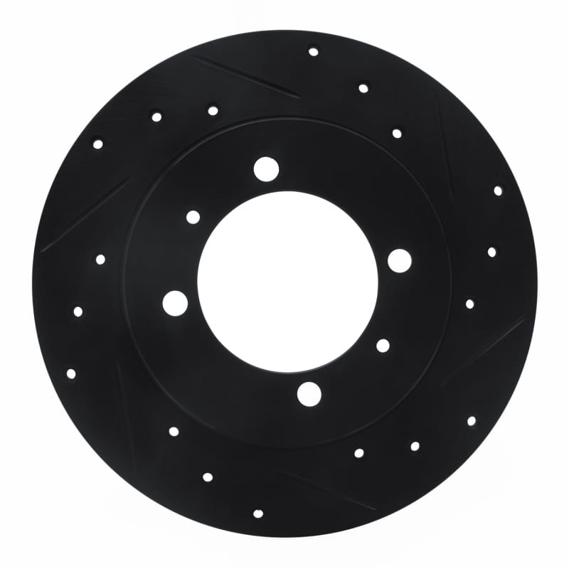 R1 88-93 Dodge Colt Rear Right Drilled & Slotted Black Brake Rotor