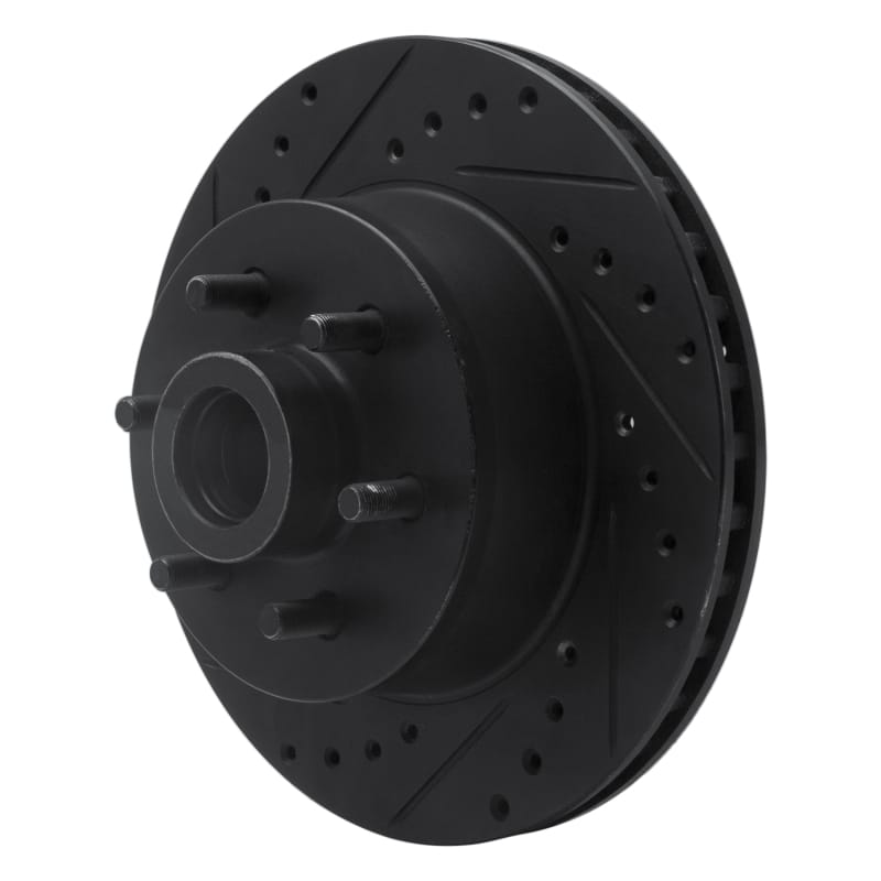 R1 91-96 Dodge Dakota RWD Front Left Drilled & Slotted Black Brake Rotor thumbnail 2