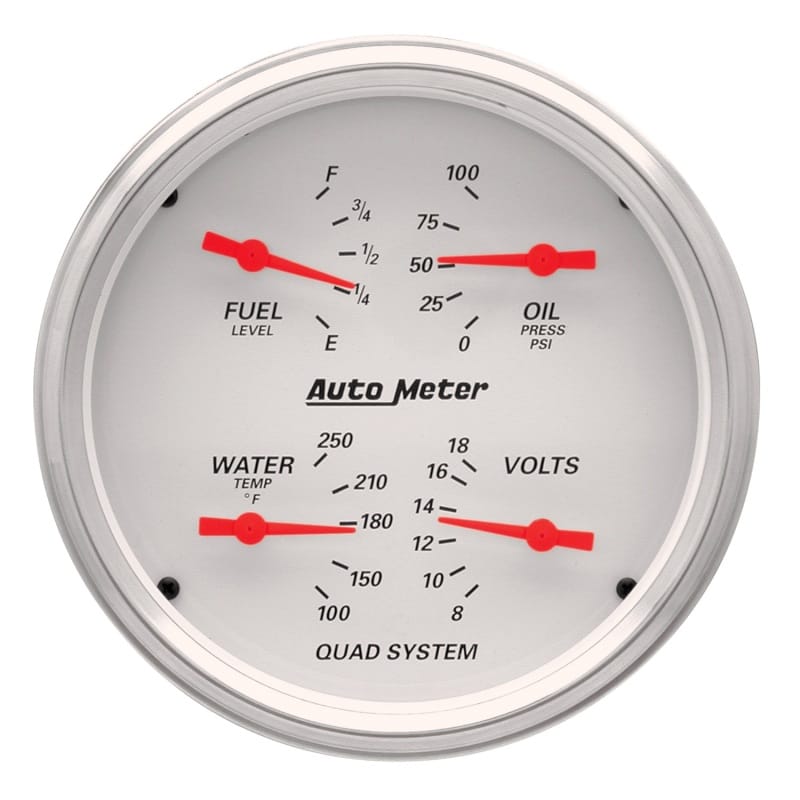 AutoMeter Gauge Kit 2 Pc. Quad & Speedometer 5in. Arctic White thumbnail 2