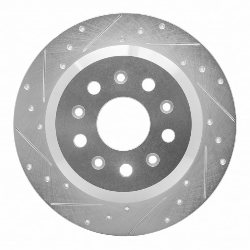 R1 18-25 Jeep Wrangler Rear Left Drilled & Slotted Silver Brake Rotor - 631-42041L