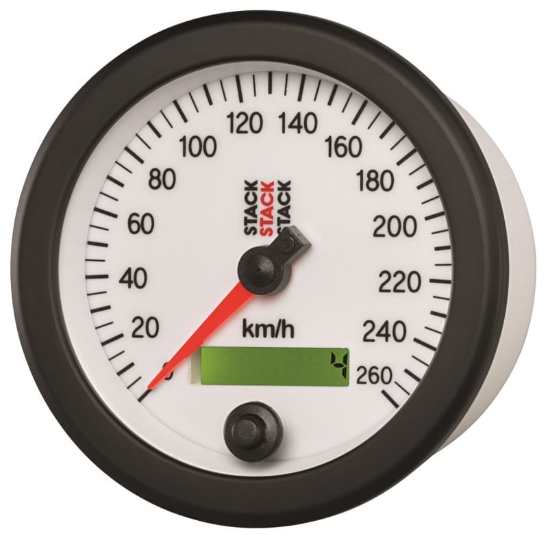 Autometer Stack Instruments 88MM 0-260 KM/H Programmable Speedometer - White thumbnail 2