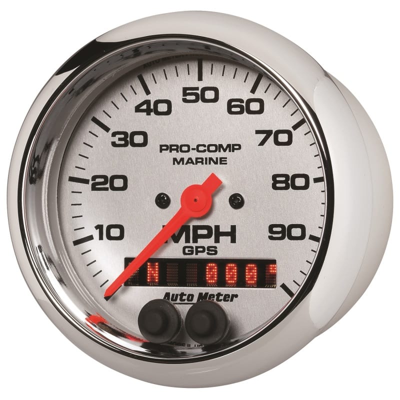Autometer Marine Chrome 3-3/8in 100MPH GPS Speedometer Gauge thumbnail 3