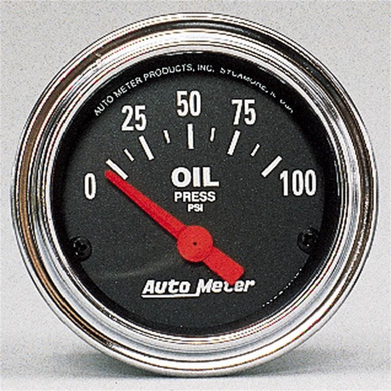 Autometer Traditional Chrome 52mm 0-100 PSI Short Sweep Electrical Oil Pressure Gauge
