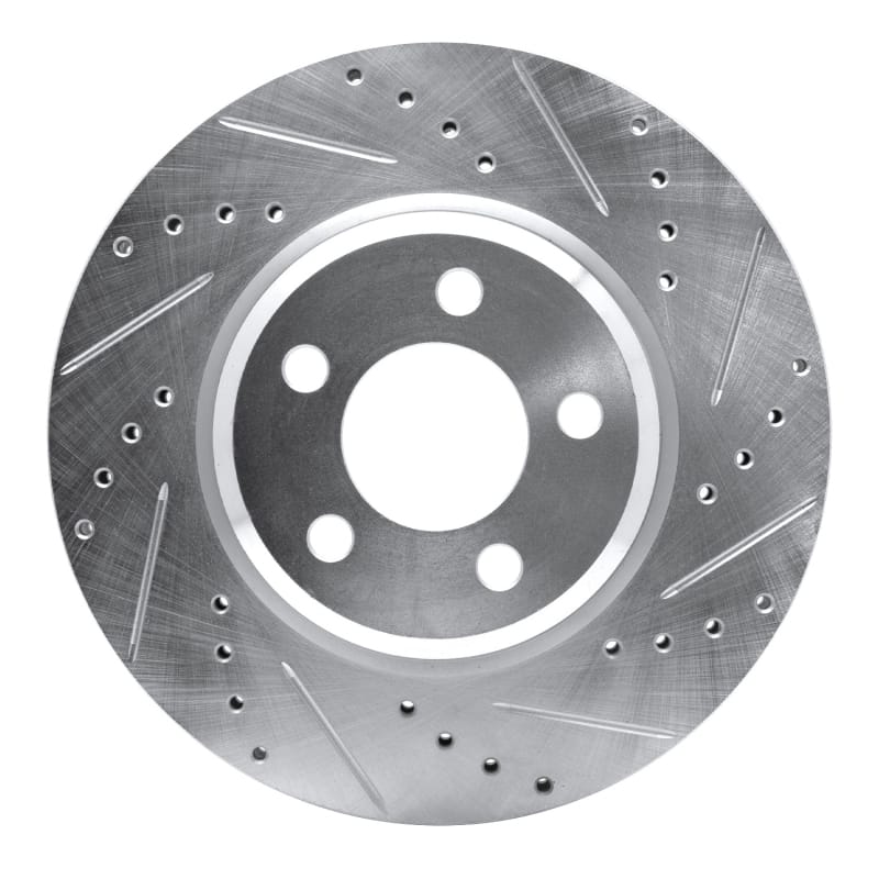 R1 2005-2023 Chrysler 300 Front Right Drilled & Slotted Silver Brake Rotor