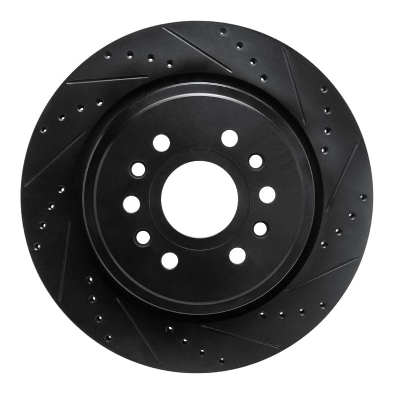 R1 21-25 Jeep Grand Wagoneer L Rear Right Drilled & Slotted Black Brake Rotor