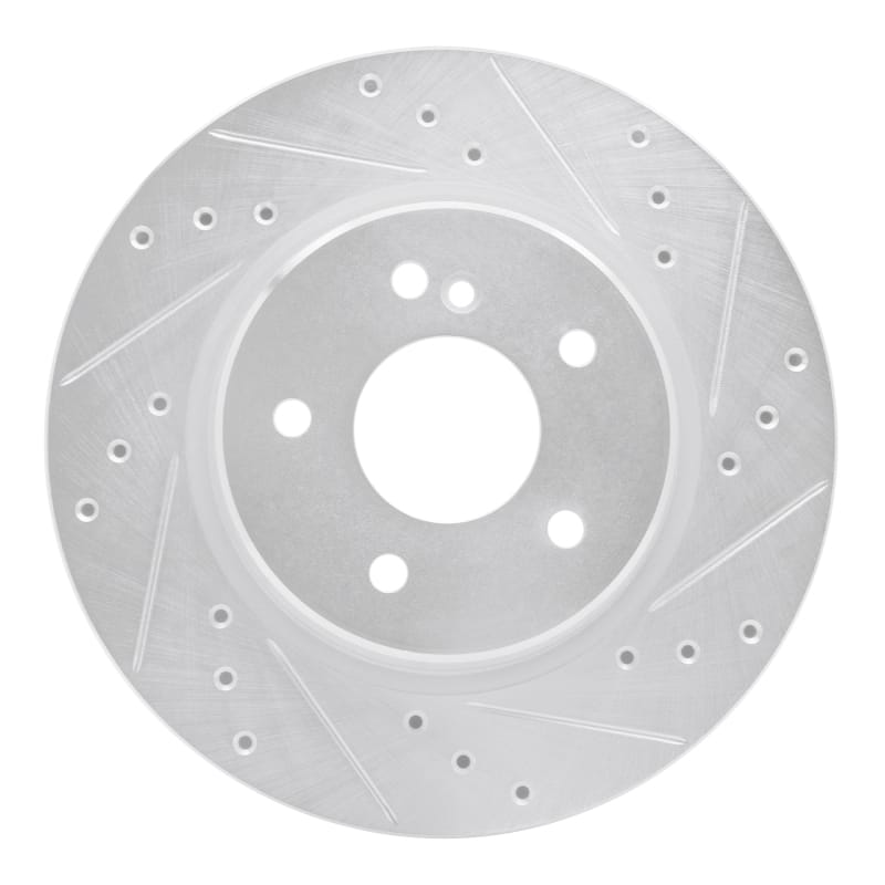 R1 1998-2009 Chrysler Crossfire Rear Right Drilled & Slotted Silver Brake Rotor
