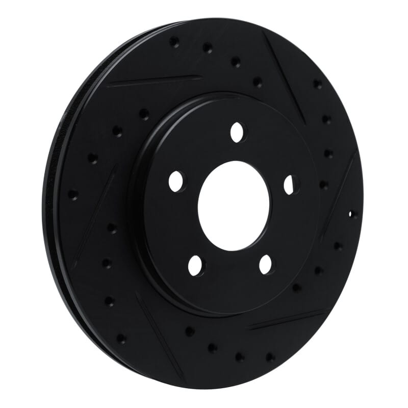 R1 96-00 Chrysler Town & Country Front Right Drilled & Slotted Black Brake Rotor