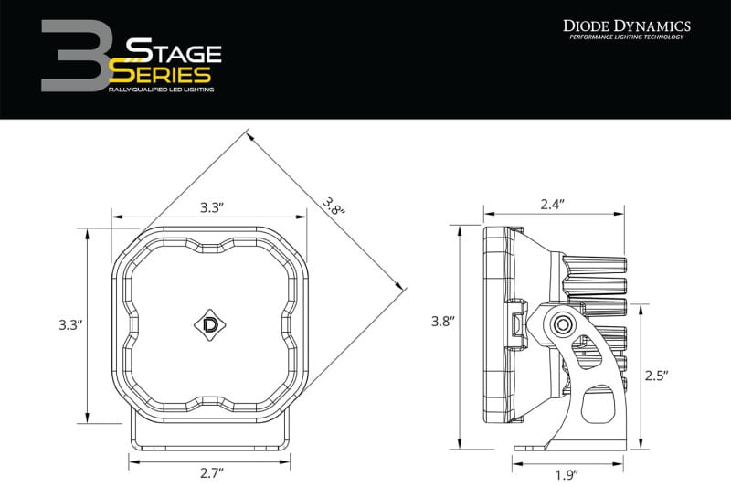 Diode Dynamics SS3 LED Bumper 1 3/4 In Roll Bar Kit Sport - Yellow Combo (Pair) thumbnail 8