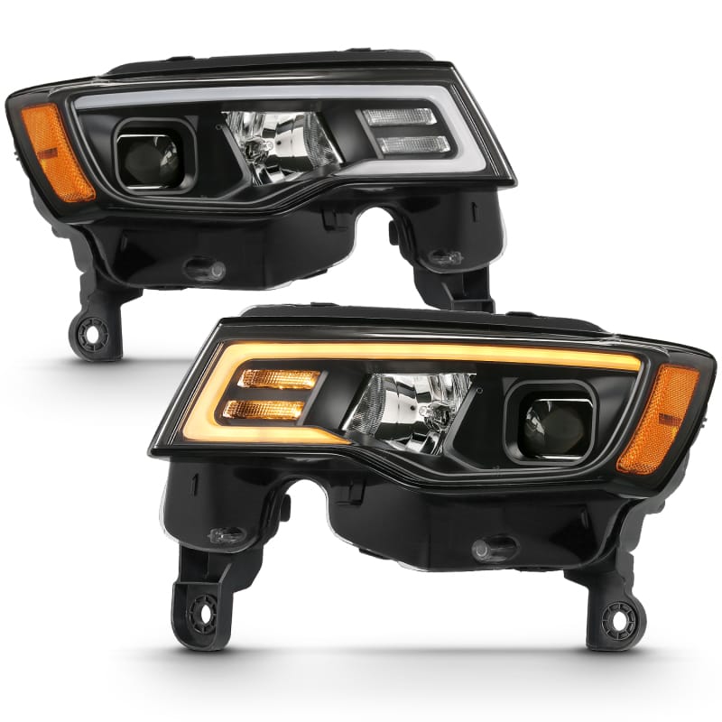 ANZO 2017-2018 Jeep Grand Cherokee Projector Headlights w/ Plank Style Switchback - Black w/ Amber thumbnail 6